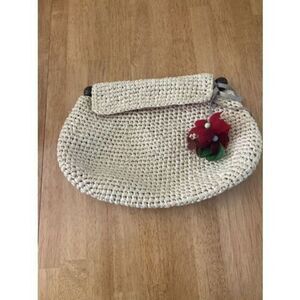 Marie Bonita Extra Straw Handbag Clutch Floral Lining Floral Beaded Charms